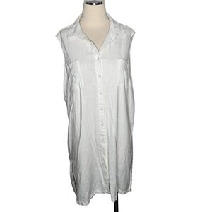 Philosophy Republic Clothing White Linen Blend Sleeveless Shirt Dress XL